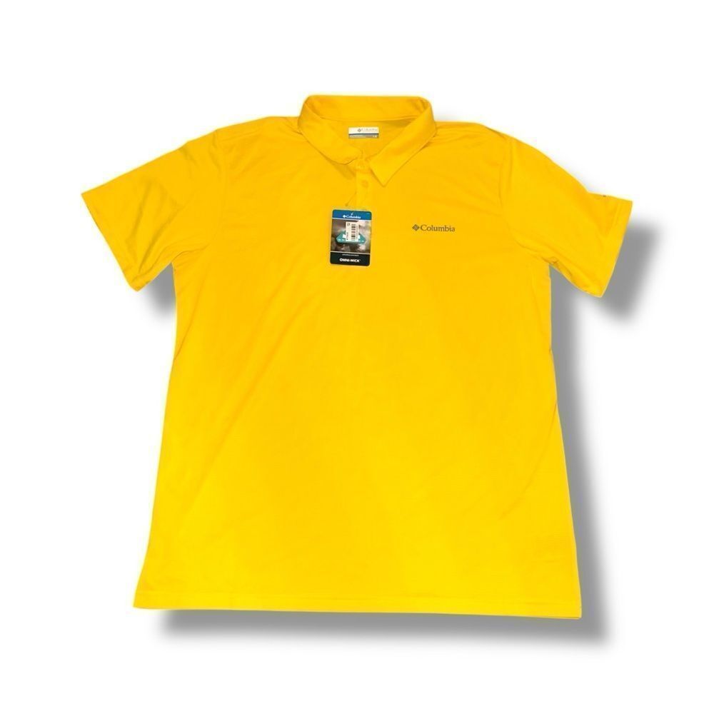 NWT Columbia Short Sleeve Performance Golf Polo Shirt Sz L in Yellow